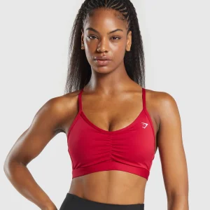 Outlet Gymshark Ruched Sports Bra ConditioningRed