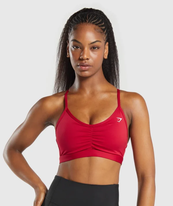 Outlet Gymshark Ruched Sports Bra ConditioningRed