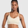 Hot Gymshark Ruched Sports Bra CreamBeige