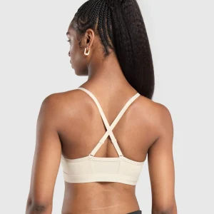 Hot Gymshark Ruched Sports Bra CreamBeige