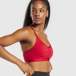 Outlet Gymshark Ruched Sports Bra ConditioningRed