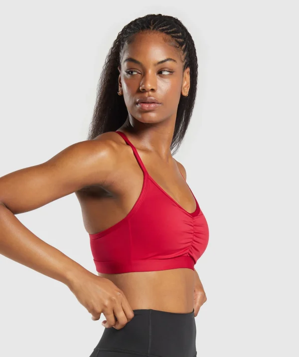 Outlet Gymshark Ruched Sports Bra ConditioningRed