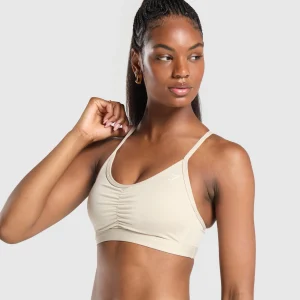 Hot Gymshark Ruched Sports Bra CreamBeige