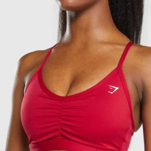 Outlet Gymshark Ruched Sports Bra ConditioningRed