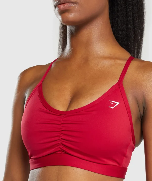 Outlet Gymshark Ruched Sports Bra ConditioningRed