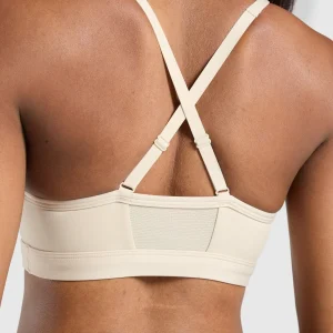 Hot Gymshark Ruched Sports Bra CreamBeige