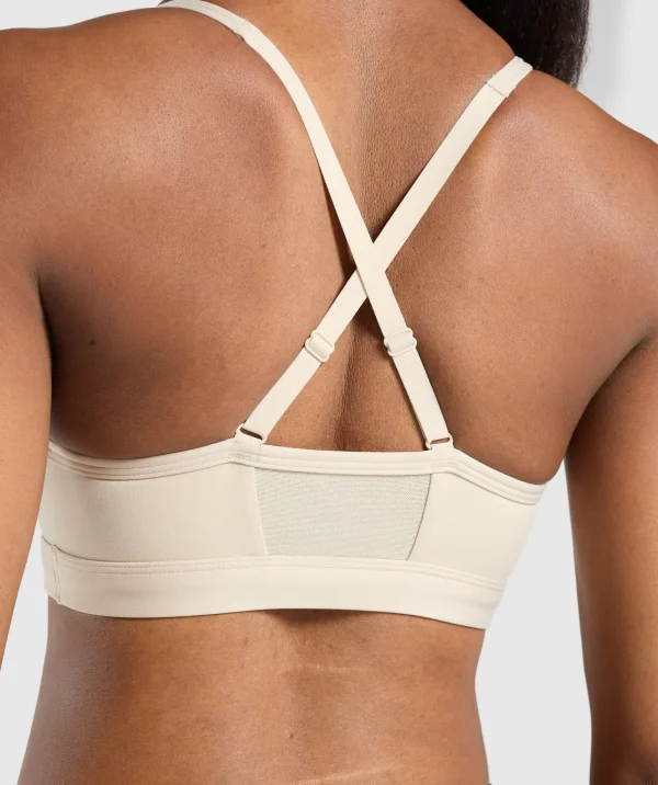 Hot Gymshark Ruched Sports Bra CreamBeige