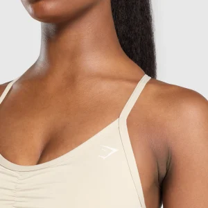 Hot Gymshark Ruched Sports Bra CreamBeige