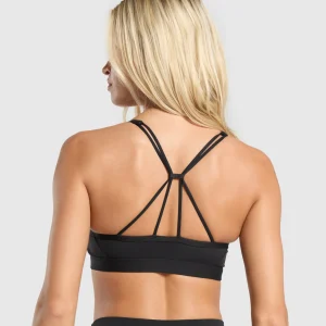 Sale Gymshark Ruched Strappy Sports Bra Black