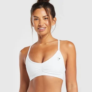 Outlet Gymshark Ruched Strappy Sports Bra White