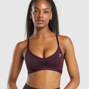 Clearance Gymshark Ruched Strappy Sports Bra DepthPurple