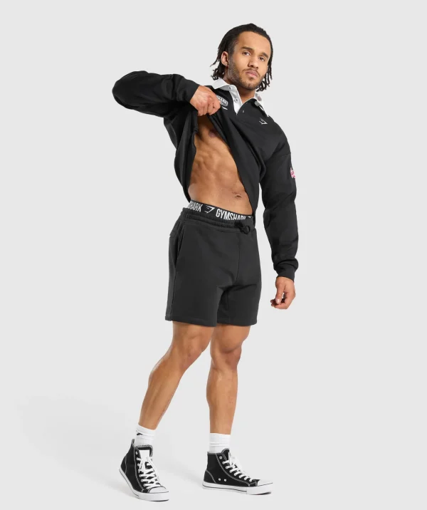 Fashion Gymshark Rugby Shirt Black/White