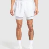 Online Gymshark Running 2 in 1 Shorts White