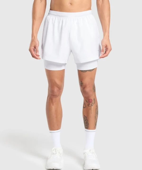 Online Gymshark Running 2 in 1 Shorts White