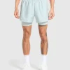 Discount Gymshark Running 2 in 1 Shorts CoolBlue