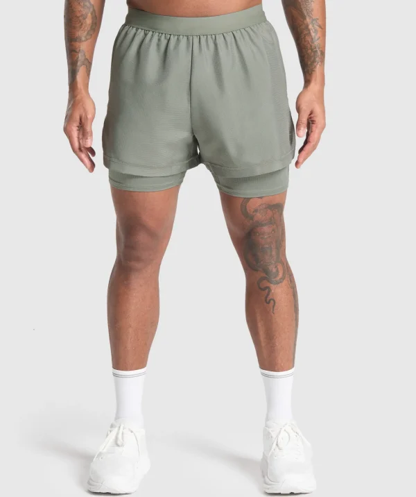 Fashion Gymshark Running 2 in 1 Shorts UnitGreen