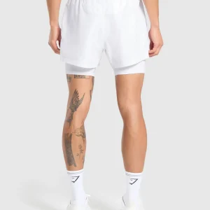 Online Gymshark Running 2 in 1 Shorts White