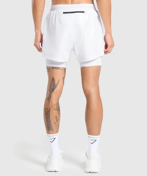 Online Gymshark Running 2 in 1 Shorts White