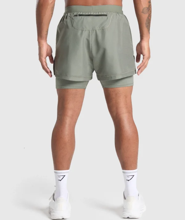 Fashion Gymshark Running 2 in 1 Shorts UnitGreen