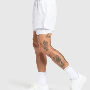 Online Gymshark Running 2 in 1 Shorts White