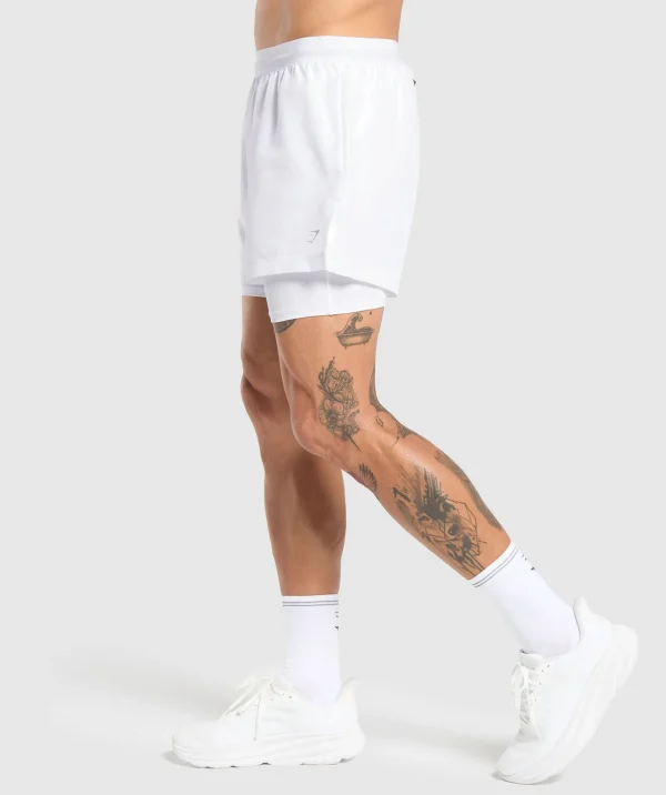 Online Gymshark Running 2 in 1 Shorts White