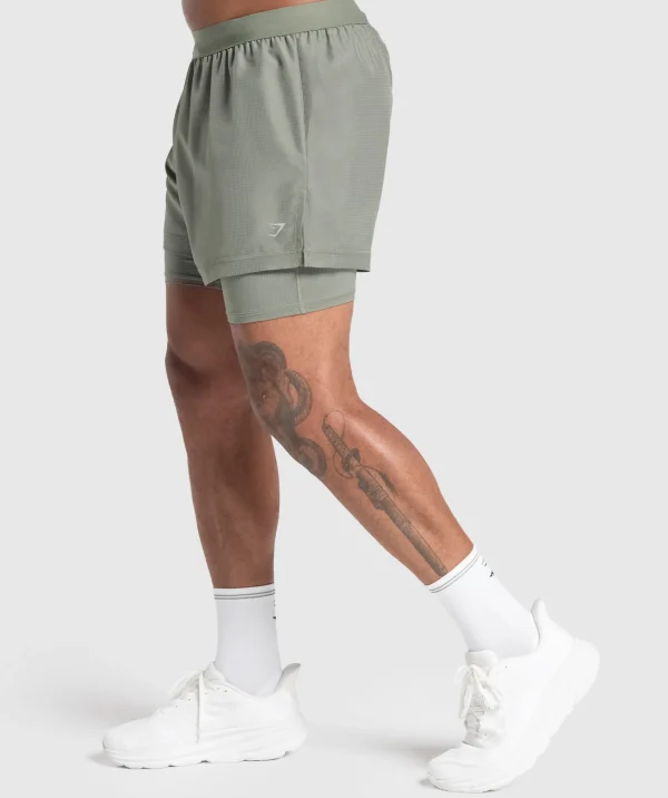 Fashion Gymshark Running 2 in 1 Shorts UnitGreen