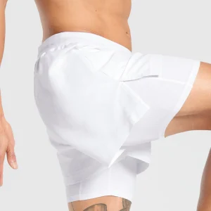 Online Gymshark Running 2 in 1 Shorts White