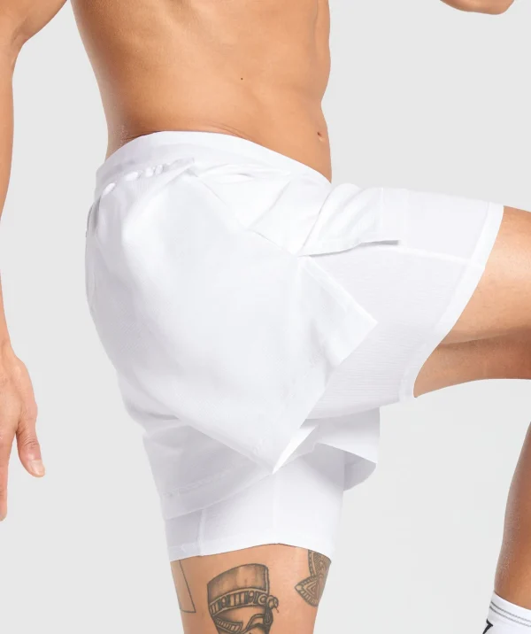 Online Gymshark Running 2 in 1 Shorts White