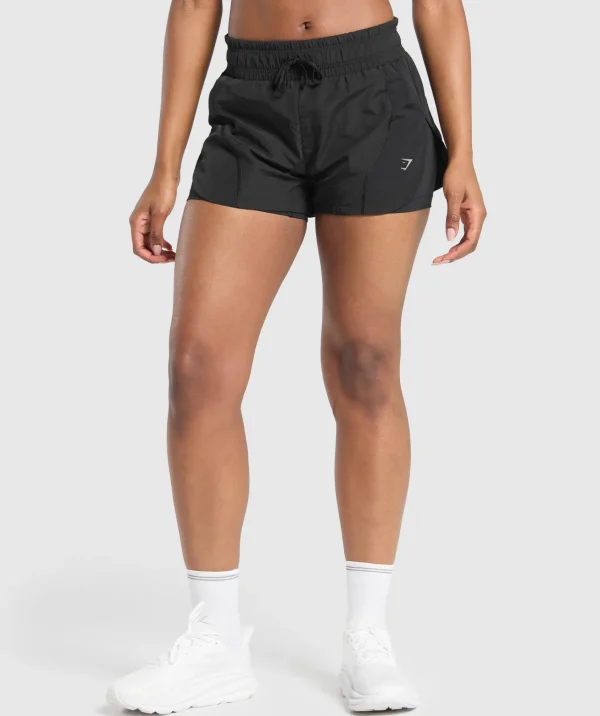 Discount Gymshark Running 2 in 1 Woven Shorts Black