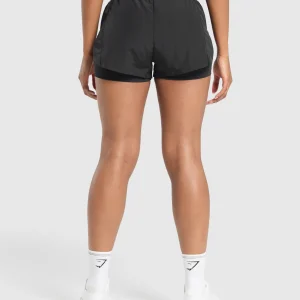 Discount Gymshark Running 2 in 1 Woven Shorts Black