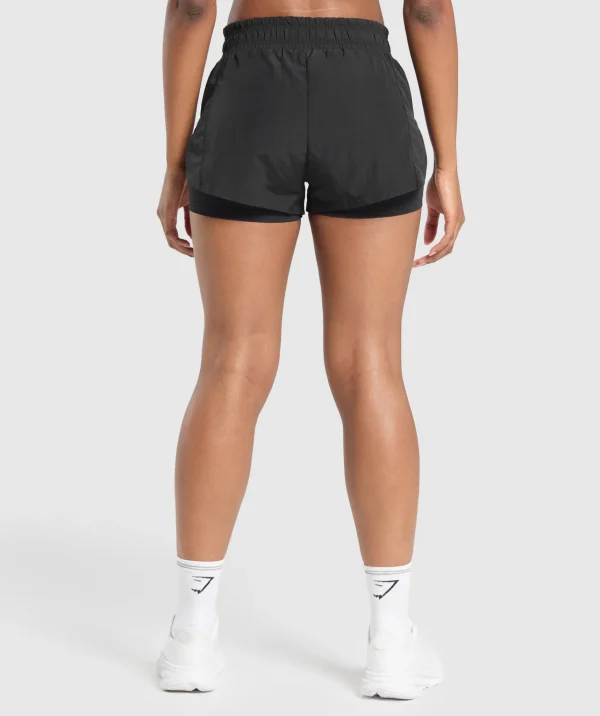 Discount Gymshark Running 2 in 1 Woven Shorts Black