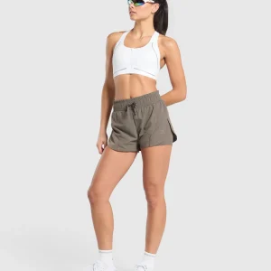 Hot Gymshark Running 2 in 1 Woven Shorts CamoBrown