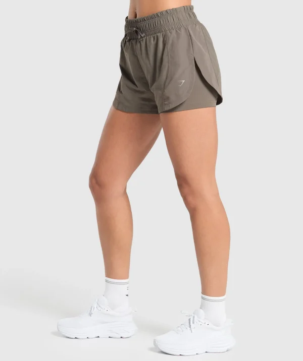 Hot Gymshark Running 2 in 1 Woven Shorts CamoBrown