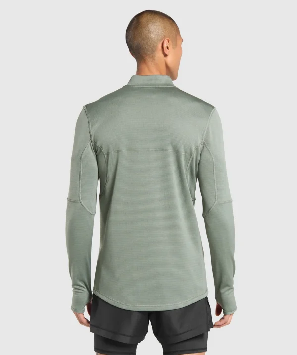 Hot Gymshark Running 1/4 Zip UnitGreen