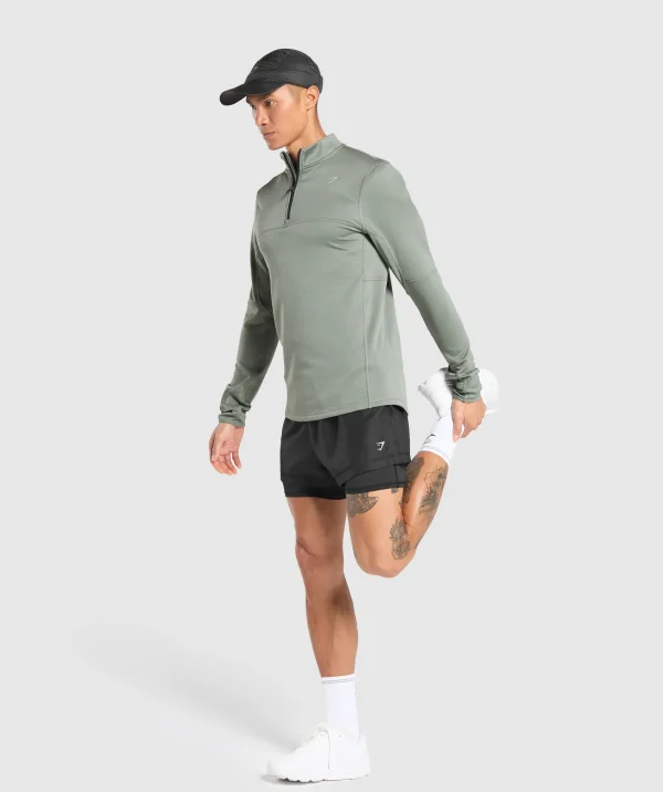 Hot Gymshark Running 1/4 Zip UnitGreen