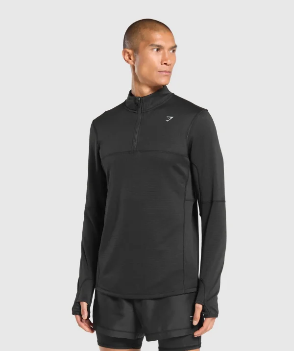 Online Gymshark Running 1/4 Zip Black