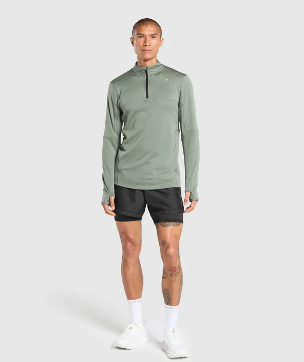 Hot Gymshark Running 1/4 Zip UnitGreen