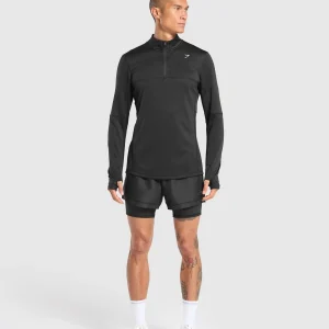 Online Gymshark Running 1/4 Zip Black