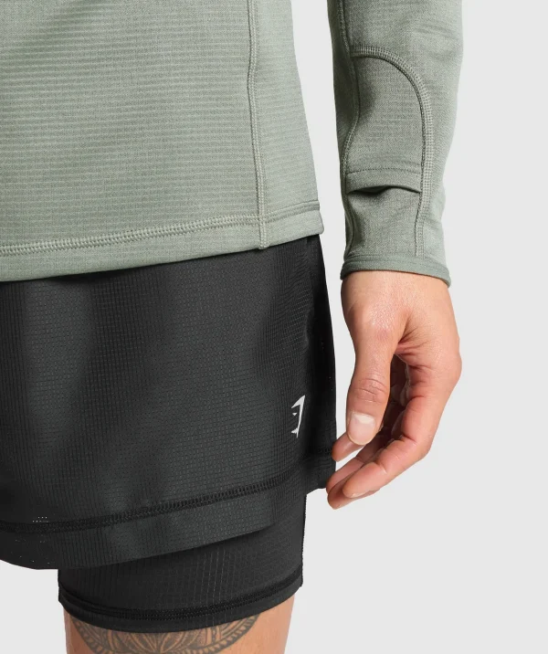 Hot Gymshark Running 1/4 Zip UnitGreen