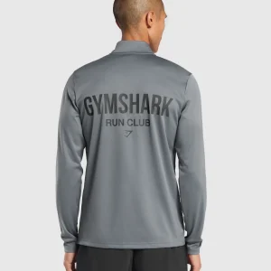 Clearance Gymshark Running Dept. 1/4 Zip PitchGrey