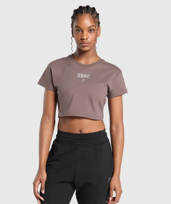 Discount Gymshark Running Graphic Crop Top SteelPurple