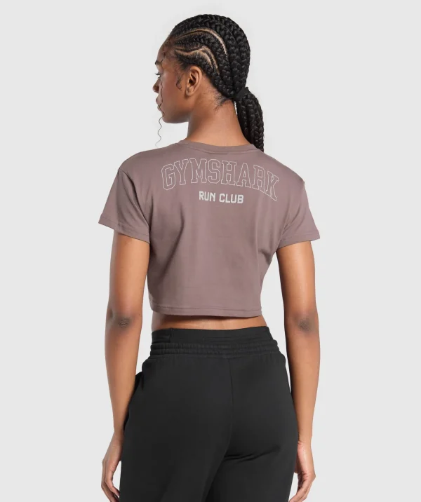 Discount Gymshark Running Graphic Crop Top SteelPurple