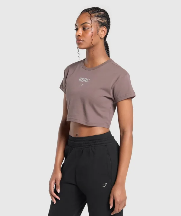 Discount Gymshark Running Graphic Crop Top SteelPurple