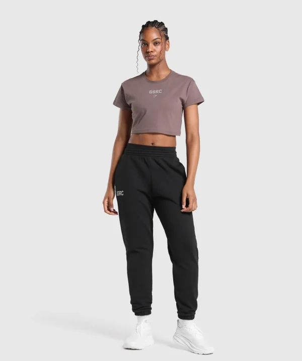 Discount Gymshark Running Graphic Crop Top SteelPurple