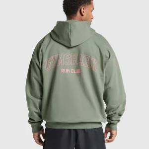 Outlet Gymshark Running Graphic Hoodie UnitGreen