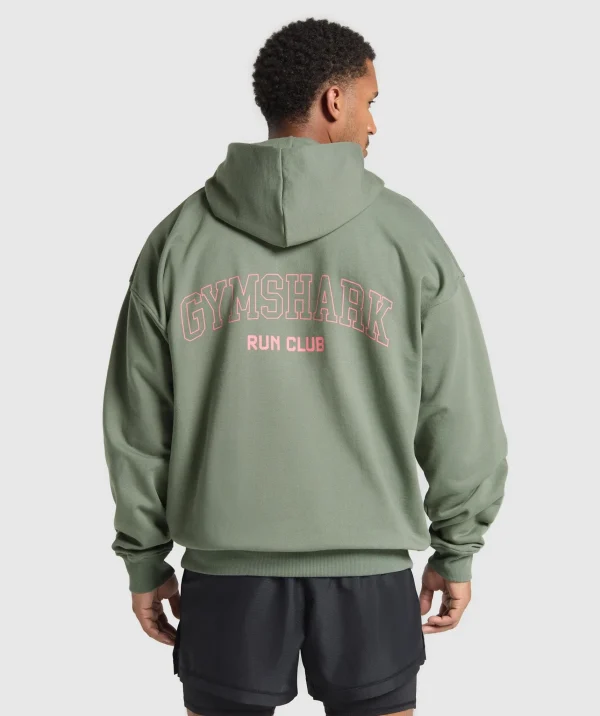 Outlet Gymshark Running Graphic Hoodie UnitGreen