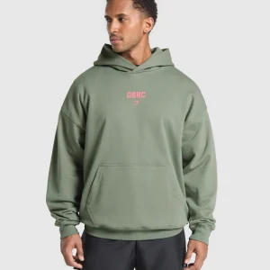 Outlet Gymshark Running Graphic Hoodie UnitGreen