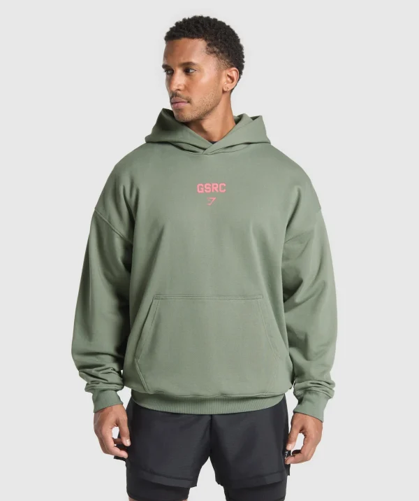 Outlet Gymshark Running Graphic Hoodie UnitGreen