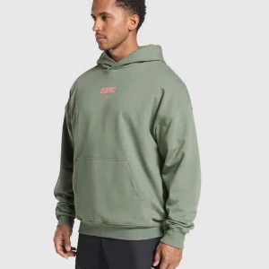 Outlet Gymshark Running Graphic Hoodie UnitGreen