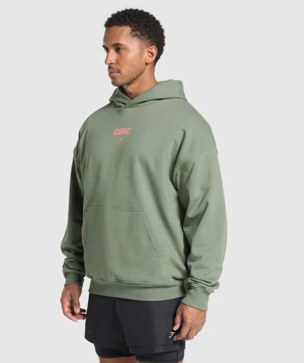 Outlet Gymshark Running Graphic Hoodie UnitGreen